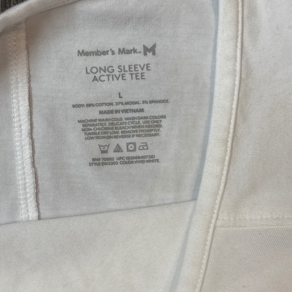 Members Mark Womens Long Sleeve Active Tee White Open Back Yoga Top SW3203 Large - Picture 2 of 3